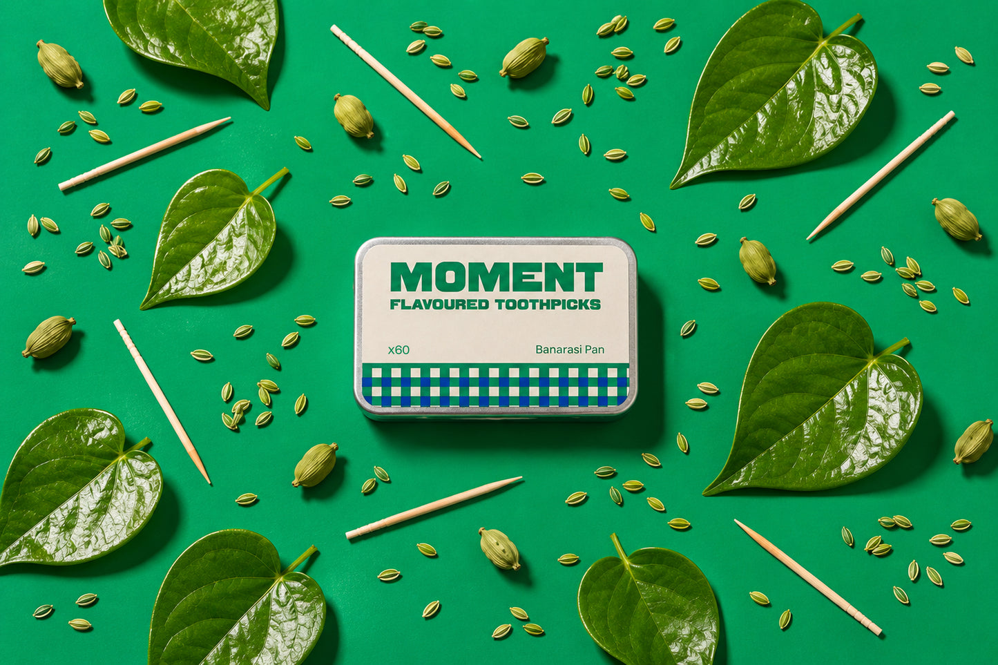Moment Banarasi Pan Flavoured Toothpicks – Pack of 3 Tins (180 Picks)