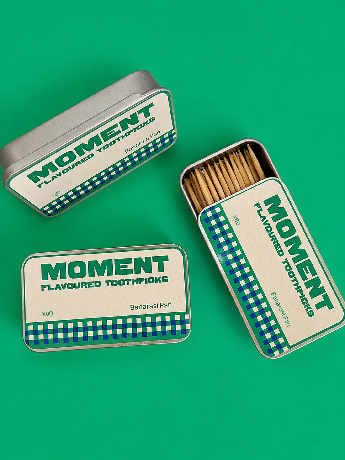 Moment Banarasi Pan Flavoured Toothpicks – Pack of 3 Tins (180 Picks)